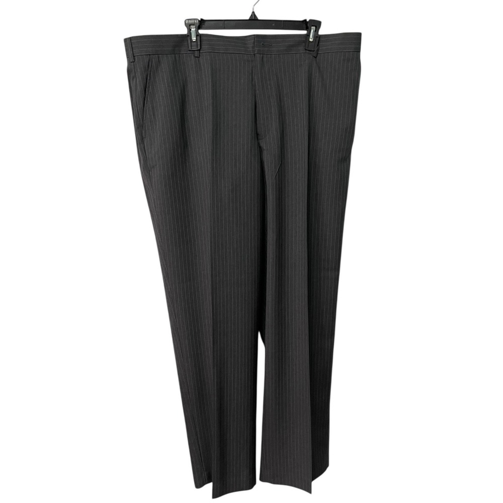 NEW Perry Ellis 40x32 Charcoal Pinstripe Dress Pants Flat Front Corporatecore - Picture 2 of 11